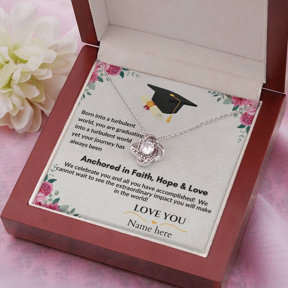 Graduation Gifts "Faith, Hope & Love" Love Knot Necklace