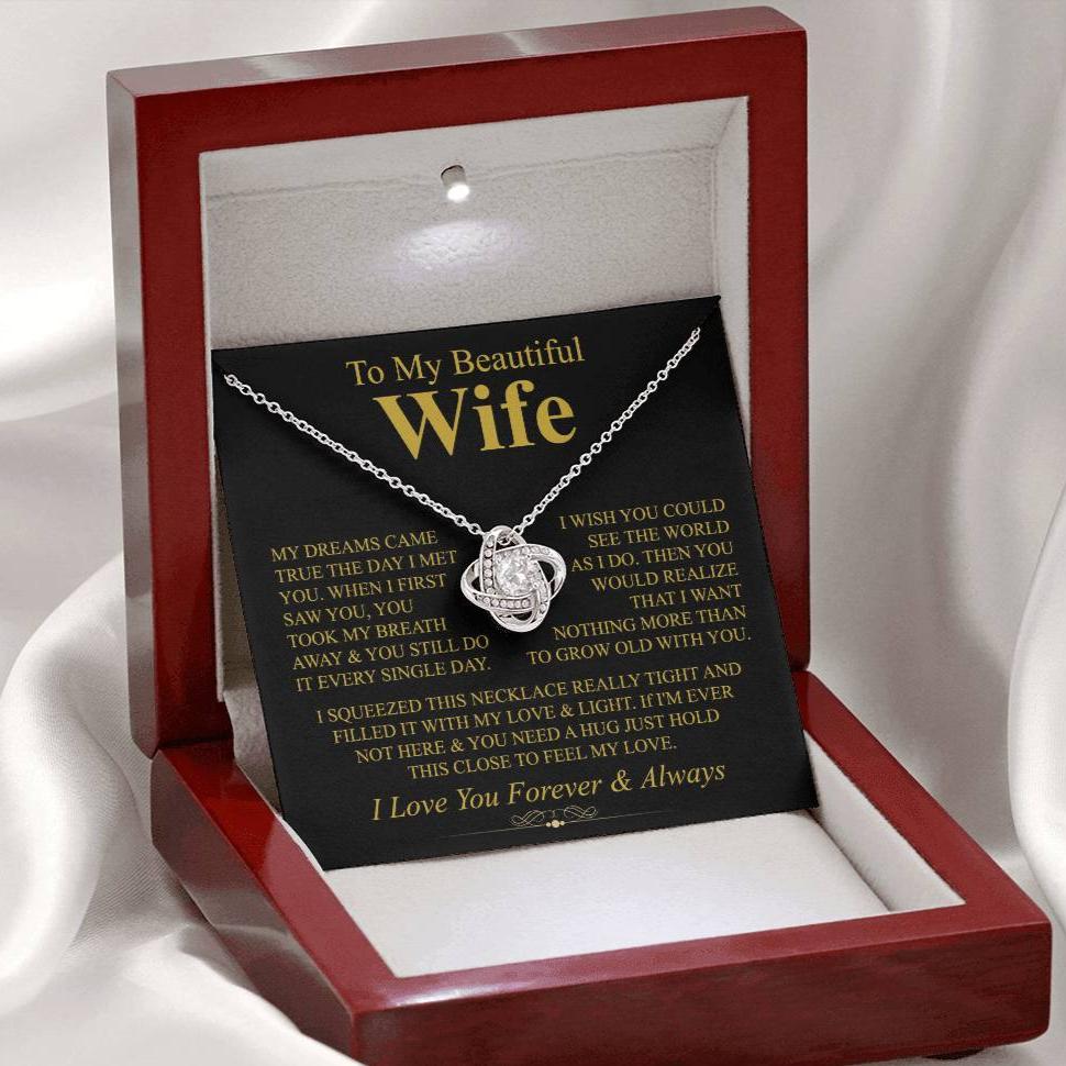 To My Wife "Grow Old With You" Love Knot Necklace!