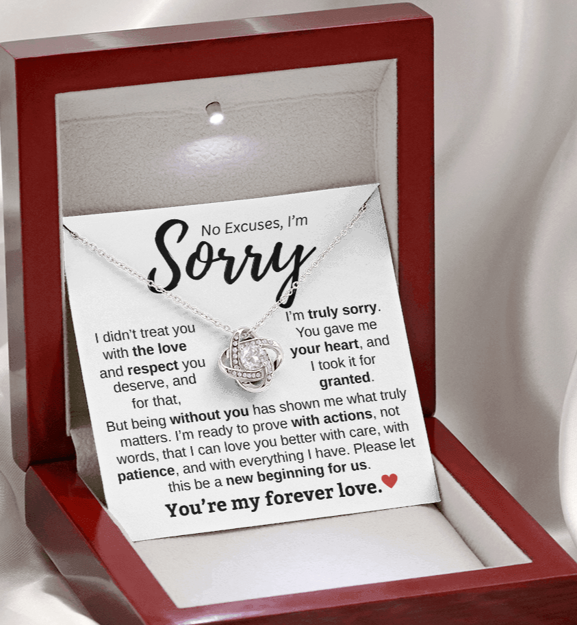 Apology Gift For Her | No Excuses, I'm Sorry | Love knot Necklace