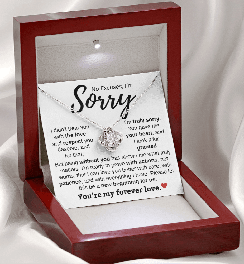 Apology Gift For Her | No Excuses, I'm Sorry | Love knot Necklace