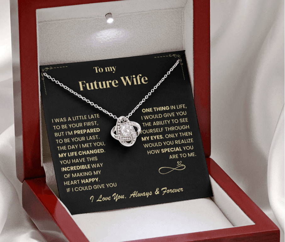 Future Wife Gift, "Forever & Always", Love Knot Necklace