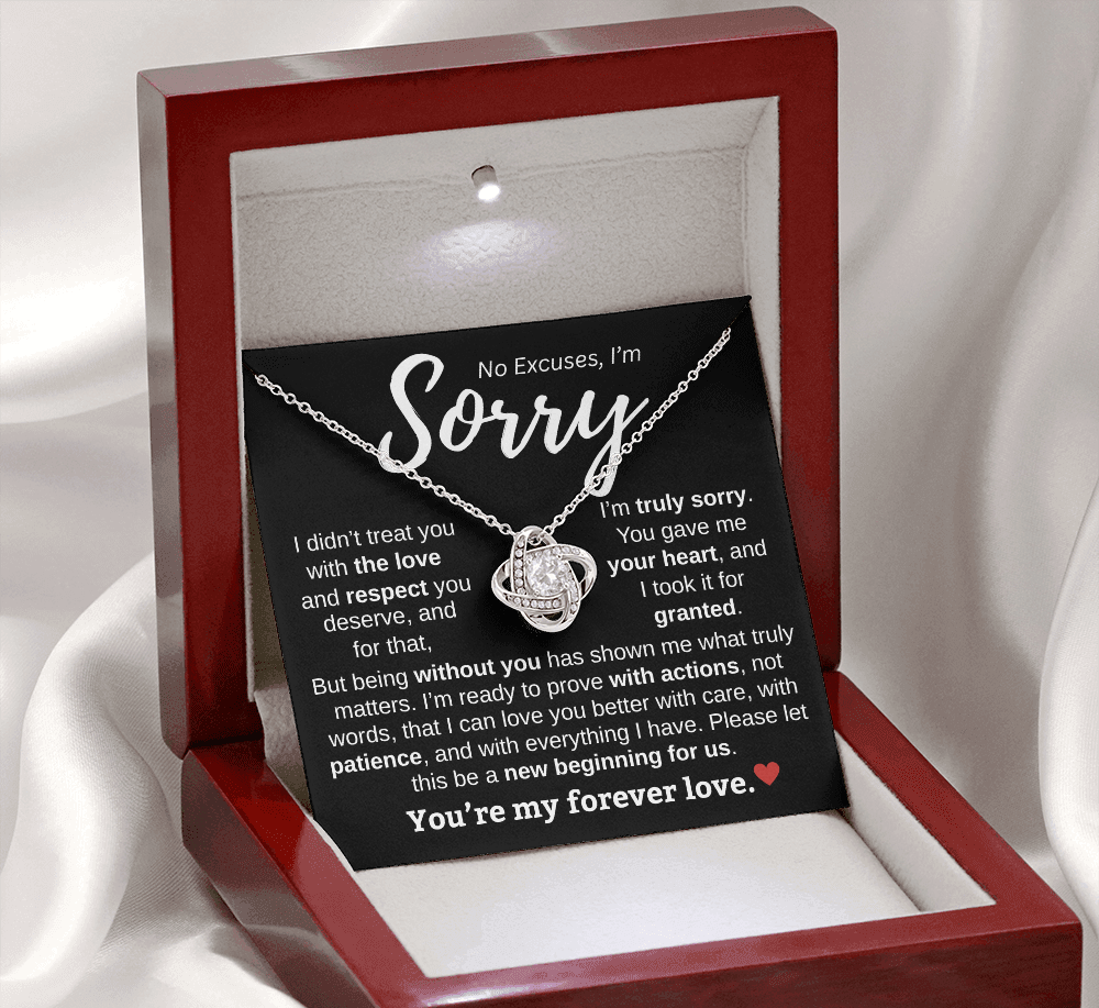 Apology Gift For Her | No Excuses, I'm Sorry | Love knot Necklace