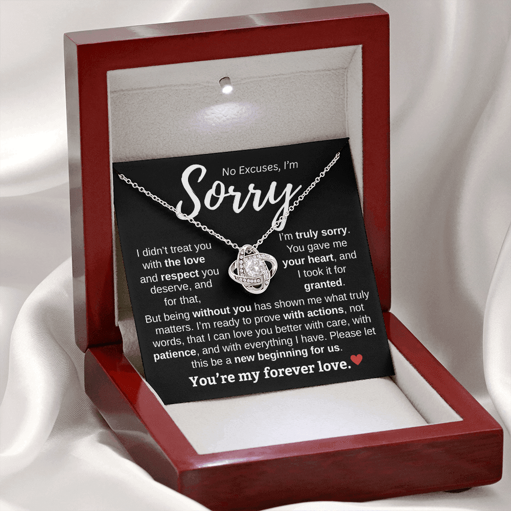 Apology Gift For Her | No Excuses, I'm Sorry | Love knot Necklace