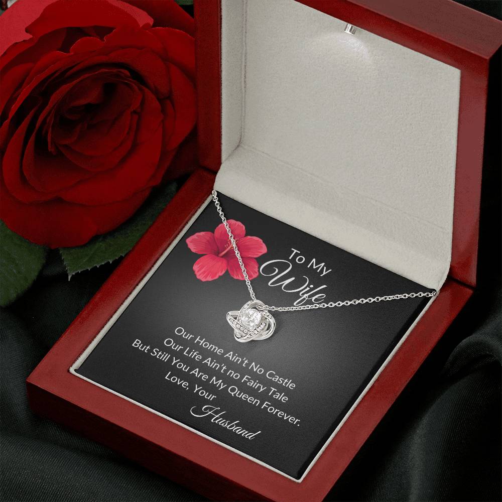 To My Wife "My Queen Forever" Love Knot Necklace