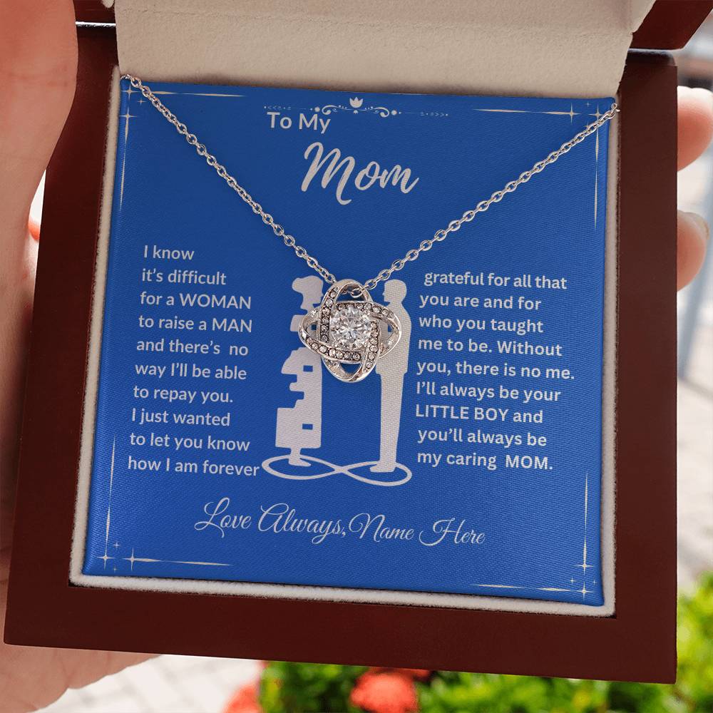 To My Mom, Happy Mother's Day "Forever Grateful" Love Knot Necklace