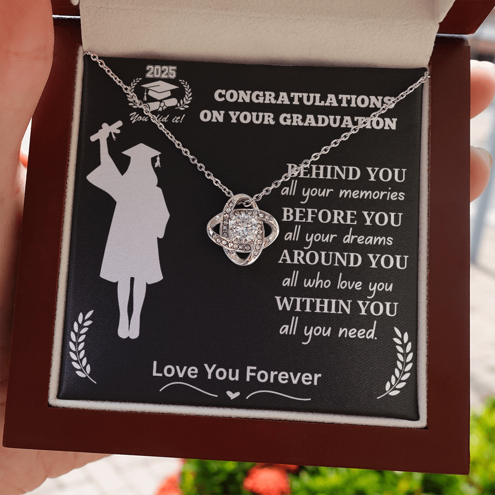 To My Daughter "Congrats on Your Graduation 2025 Graduate" Love Knot Necklace