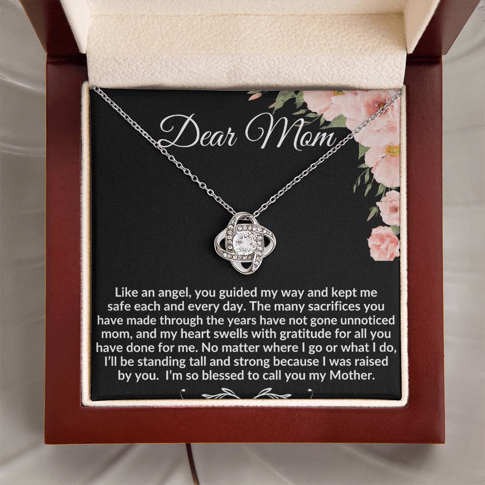 To My Mom "So Blessed to call you my Mother" Love Knot Necklace