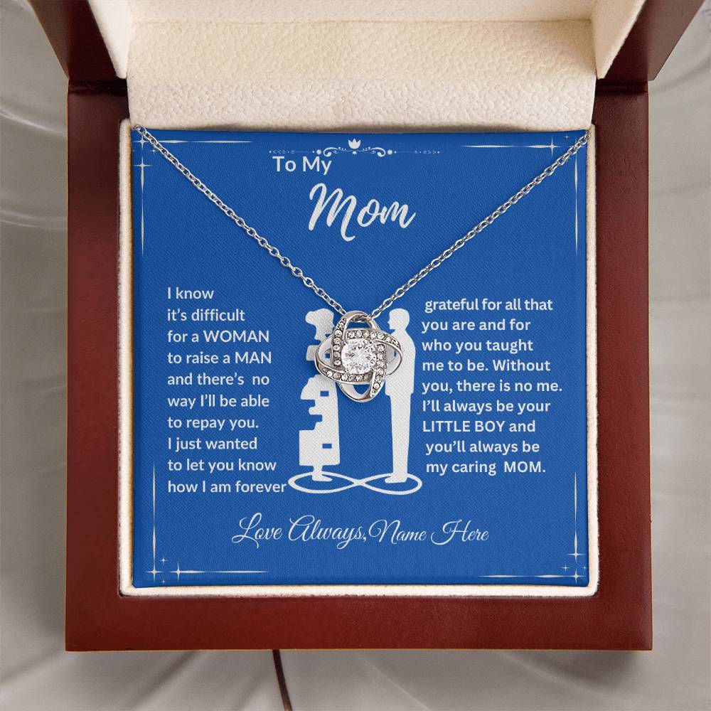 To My Mom, Happy Mother's Day "Forever Grateful" Love Knot Necklace