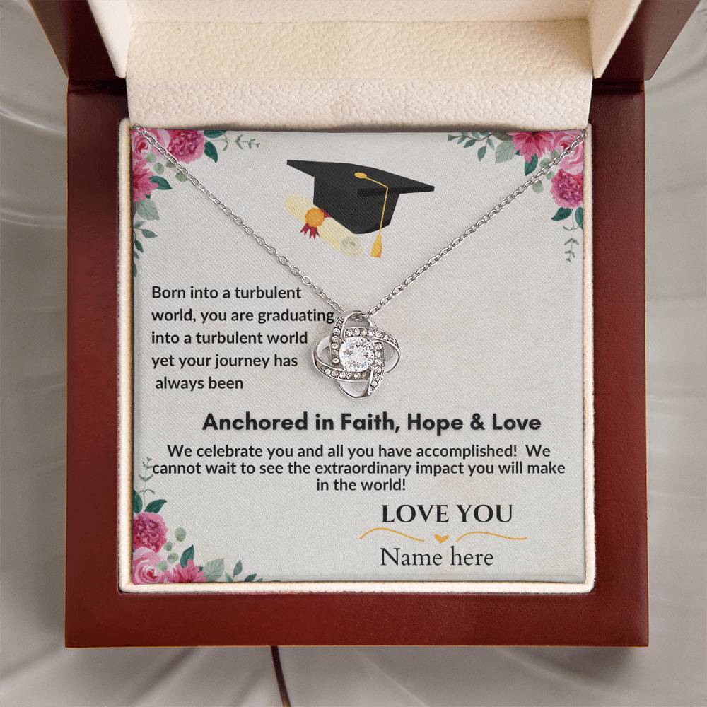 Graduation Gifts "Faith, Hope & Love" Love Knot Necklace