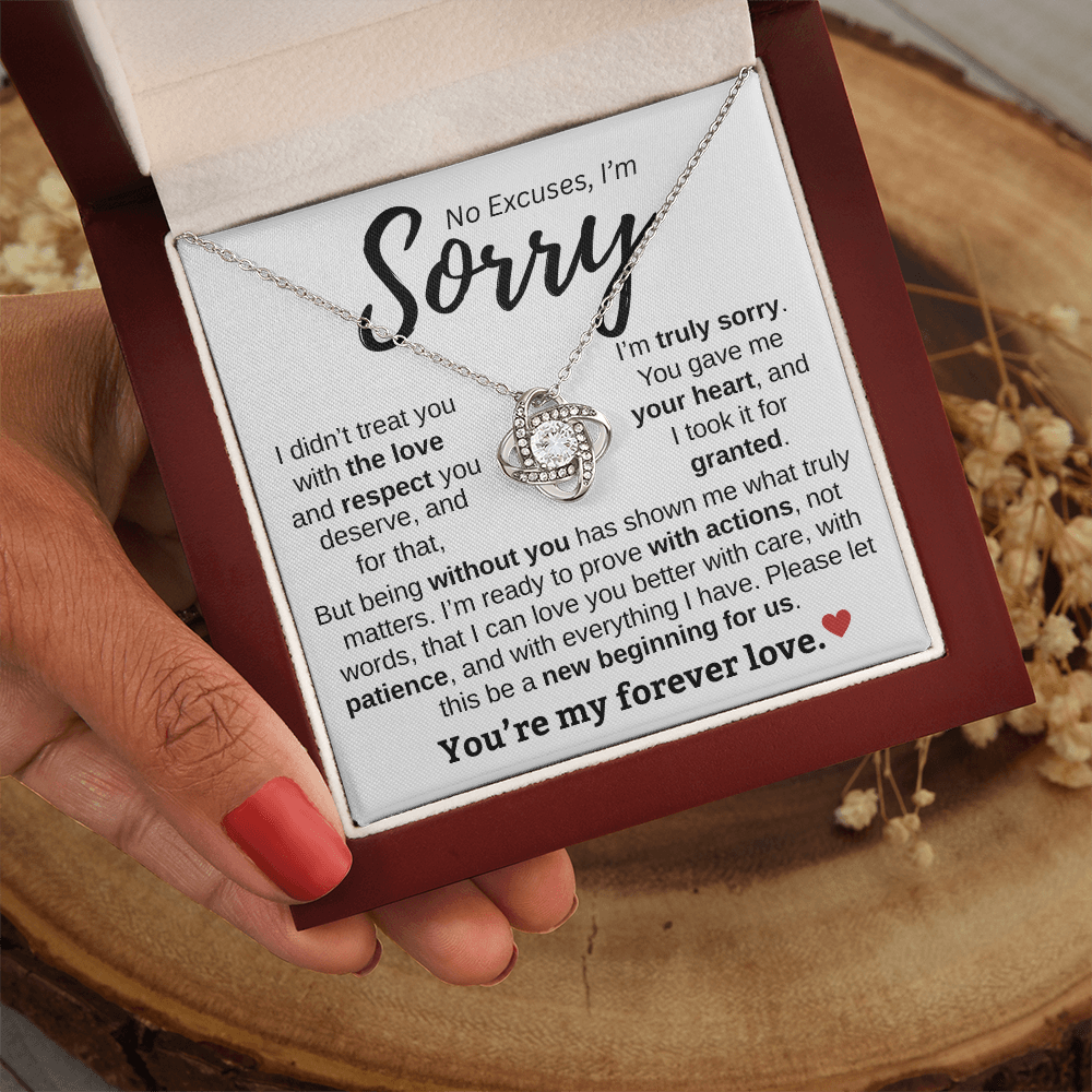 Apology Gift For Her | No Excuses, I'm Sorry | Love knot Necklace