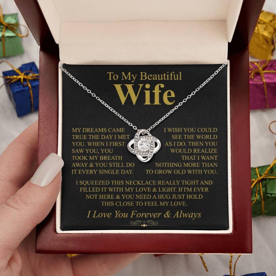 To My Wife "Grow Old With You" Love Knot Necklace!