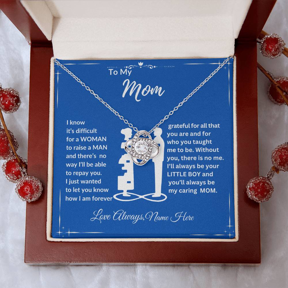 To My Mom, Happy Mother's Day "Forever Grateful" Love Knot Necklace