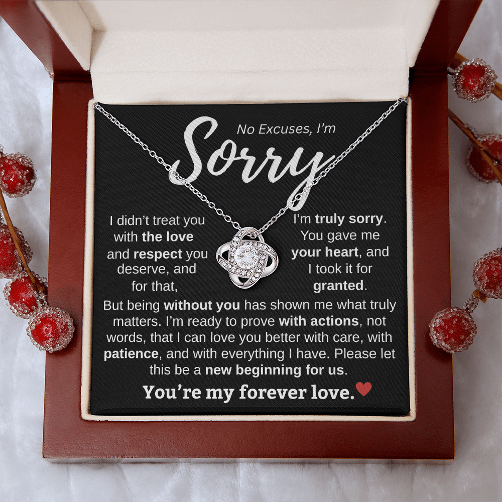 Apology Gift For Her | No Excuses, I'm Sorry | Love knot Necklace