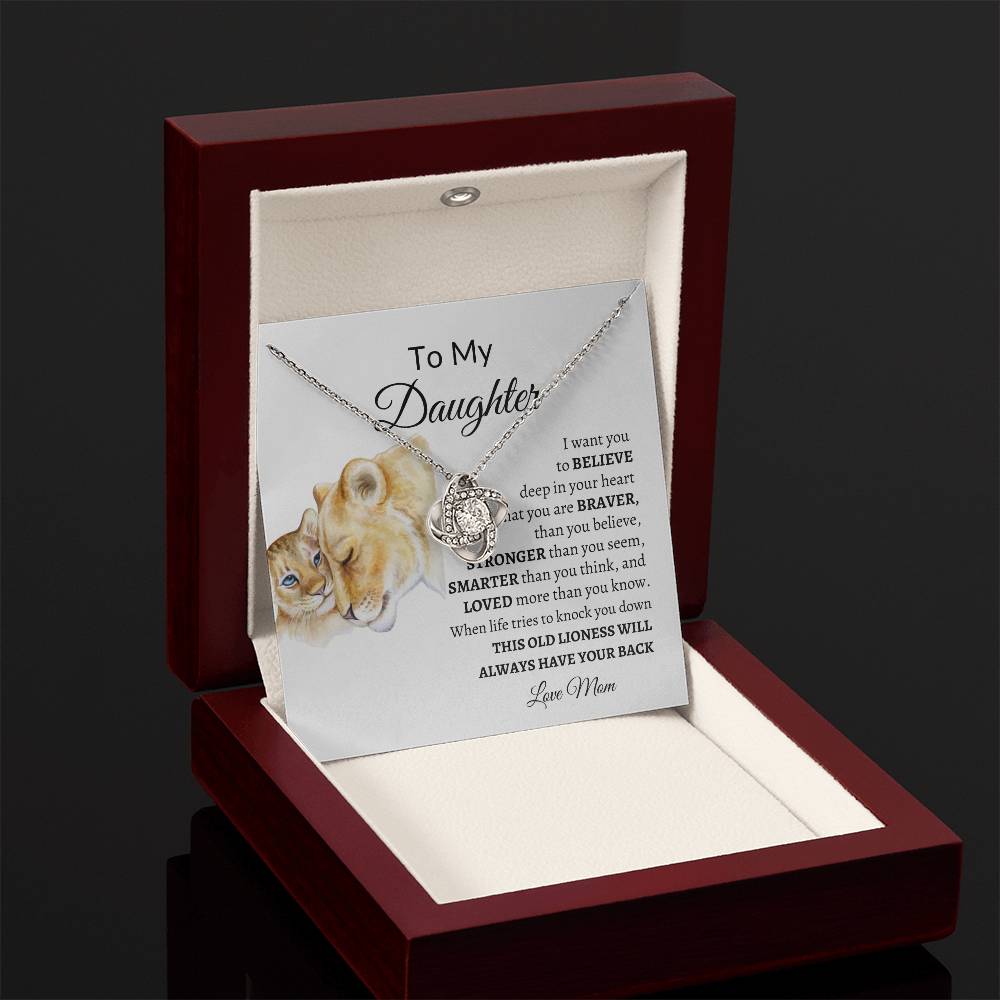 To My Daughter from Mom "Believe" Love Knot Necklace