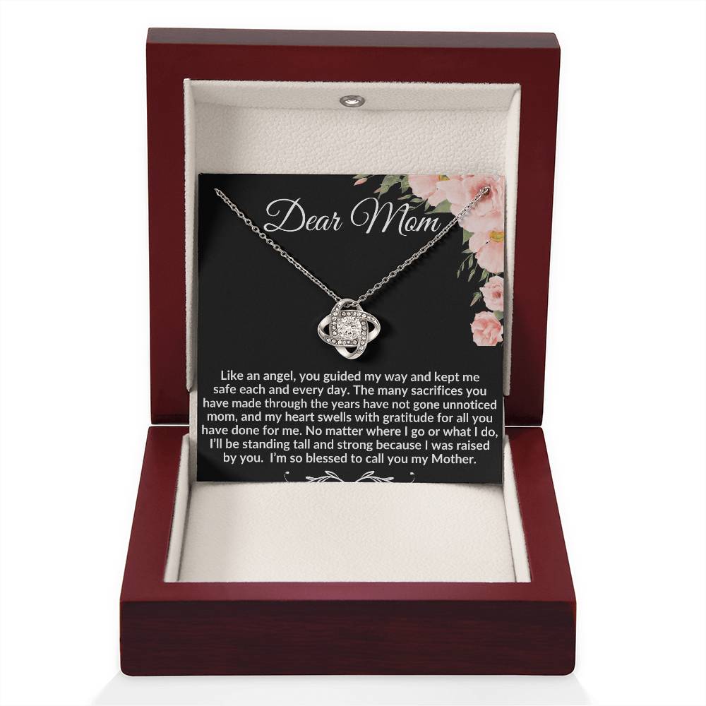To My Mom "So Blessed to call you my Mother" Love Knot Necklace