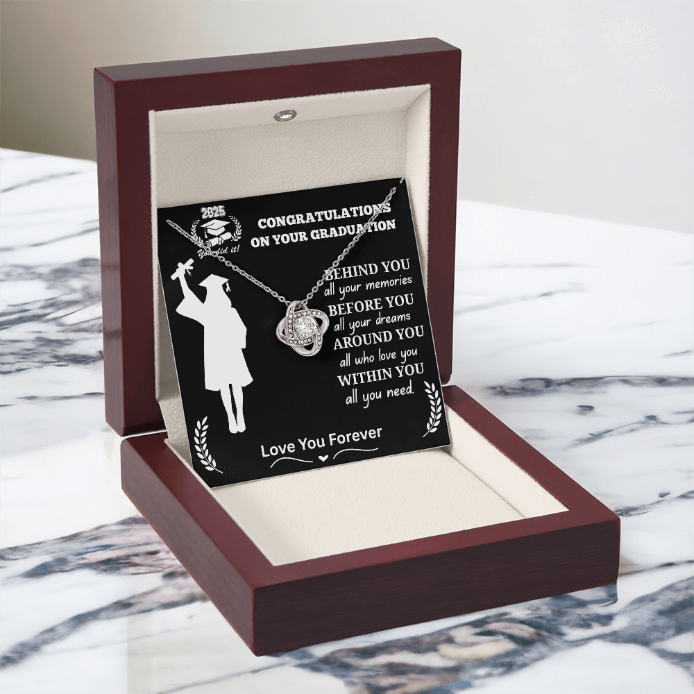 To My Daughter "Congrats on Your Graduation 2025 Graduate" Love Knot Necklace