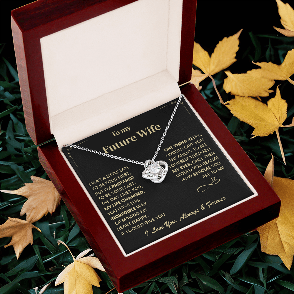 Future Wife Gift, "Forever & Always", Love Knot Necklace