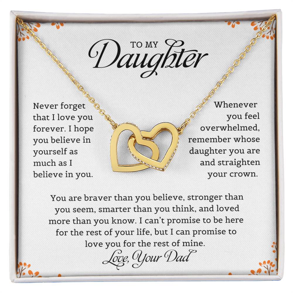 To My Daughter from Mom "Never Forget That I Love You" Interlocking Hearts Necklace