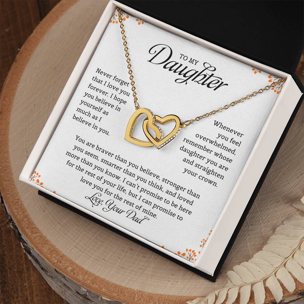 To My Daughter from Mom "Never Forget That I Love You" Interlocking Hearts Necklace