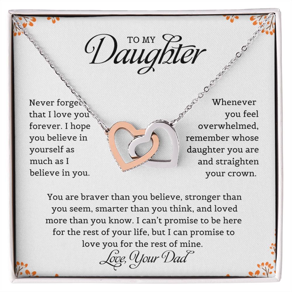 To My Daughter from Mom "Never Forget That I Love You" Interlocking Hearts Necklace