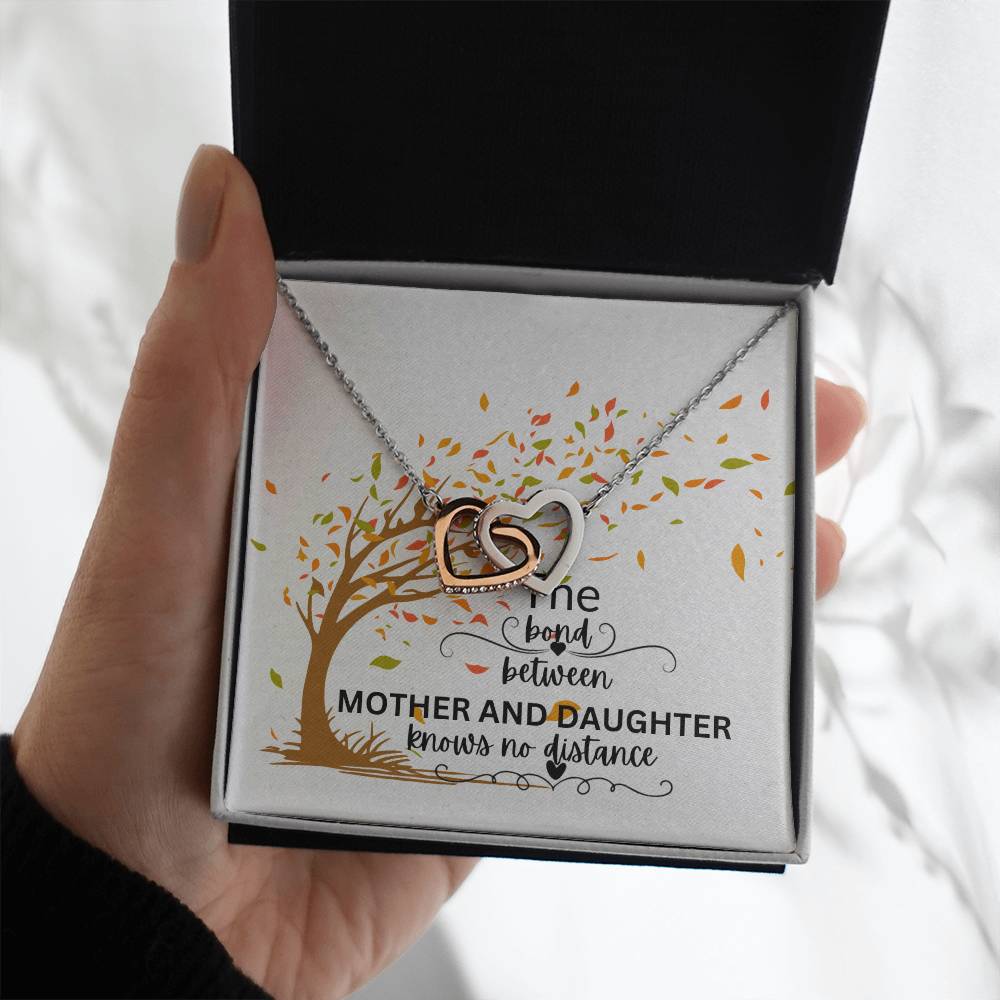 To My Daughter " The Bond Between" Interlocking Hearts Necklace