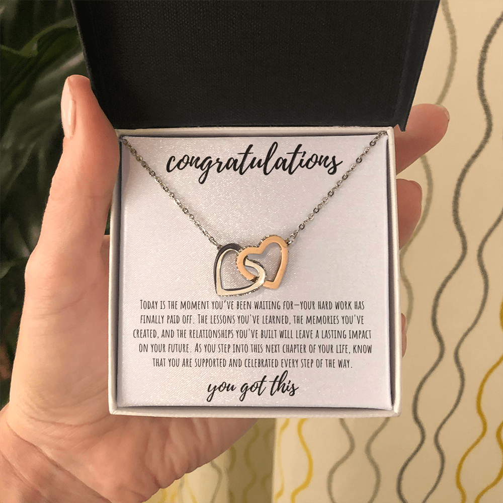 Graduation Class of 2025, Grad necklace, High school grads, College grads | Interlocking Hearts Necklace