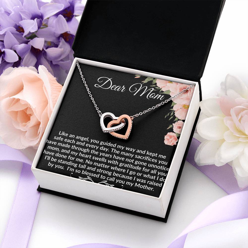 To My Mom "Like an Angel" Interlocking Hearts Necklace