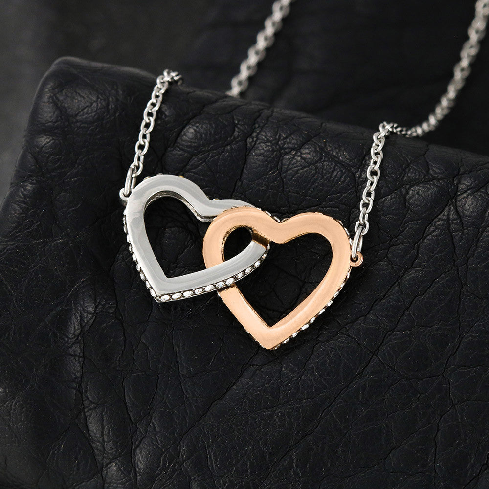 To My Wife "My Queen Forever" Interlocking Heart Necklace