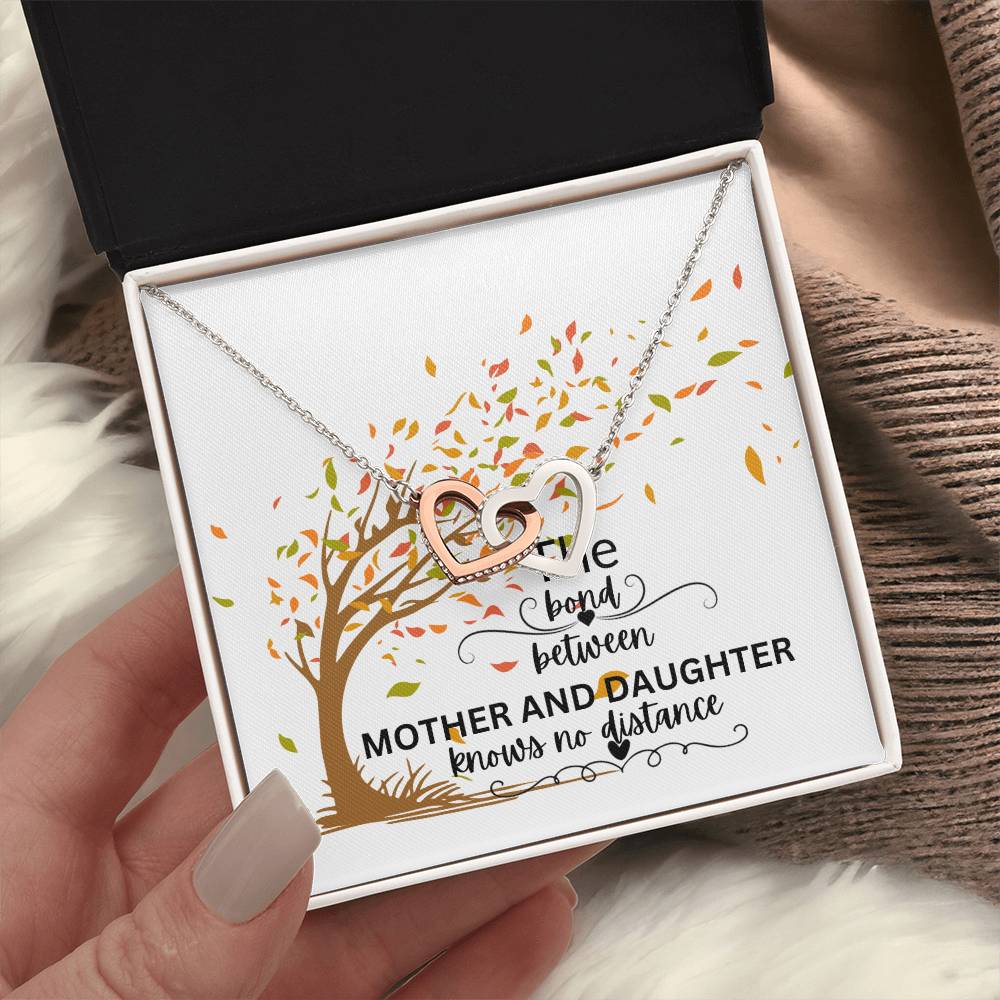 To My Daughter " The Bond Between" Interlocking Hearts Necklace