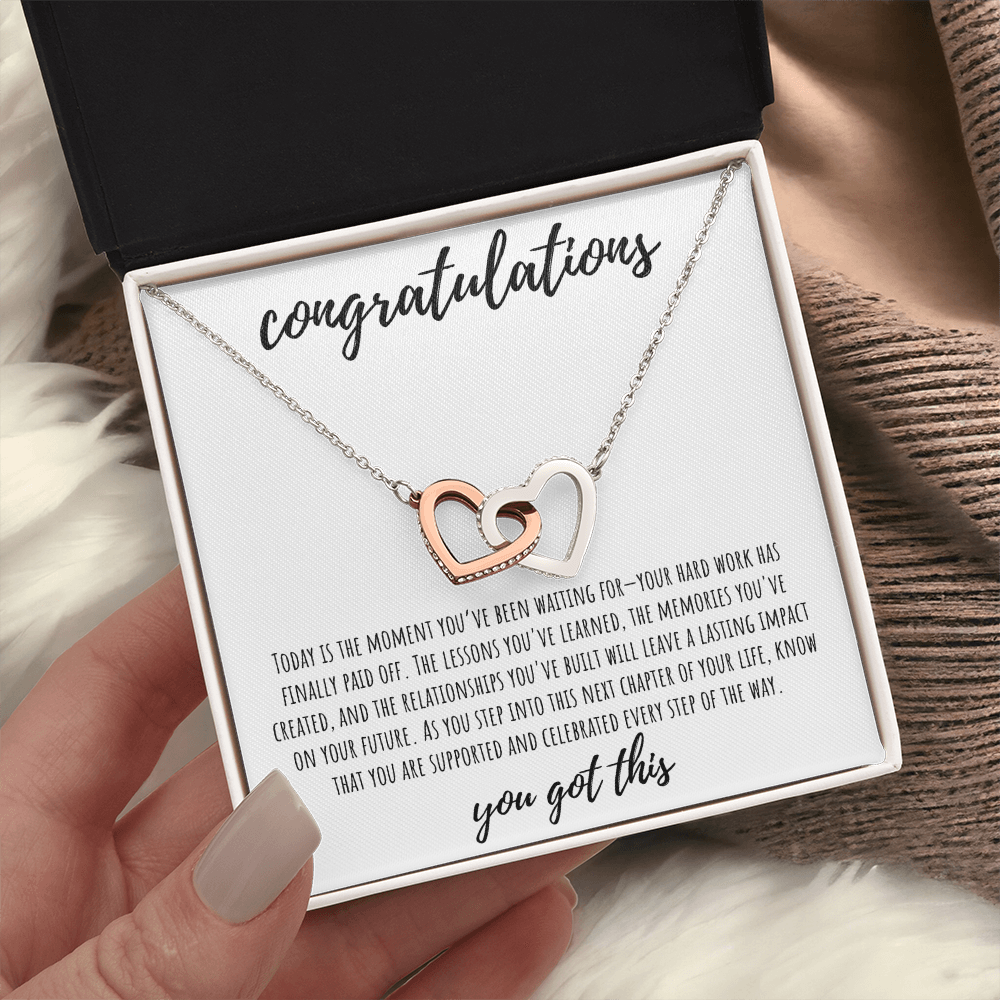 Graduation Class of 2025, Grad necklace, High school grads, College grads | Interlocking Hearts Necklace