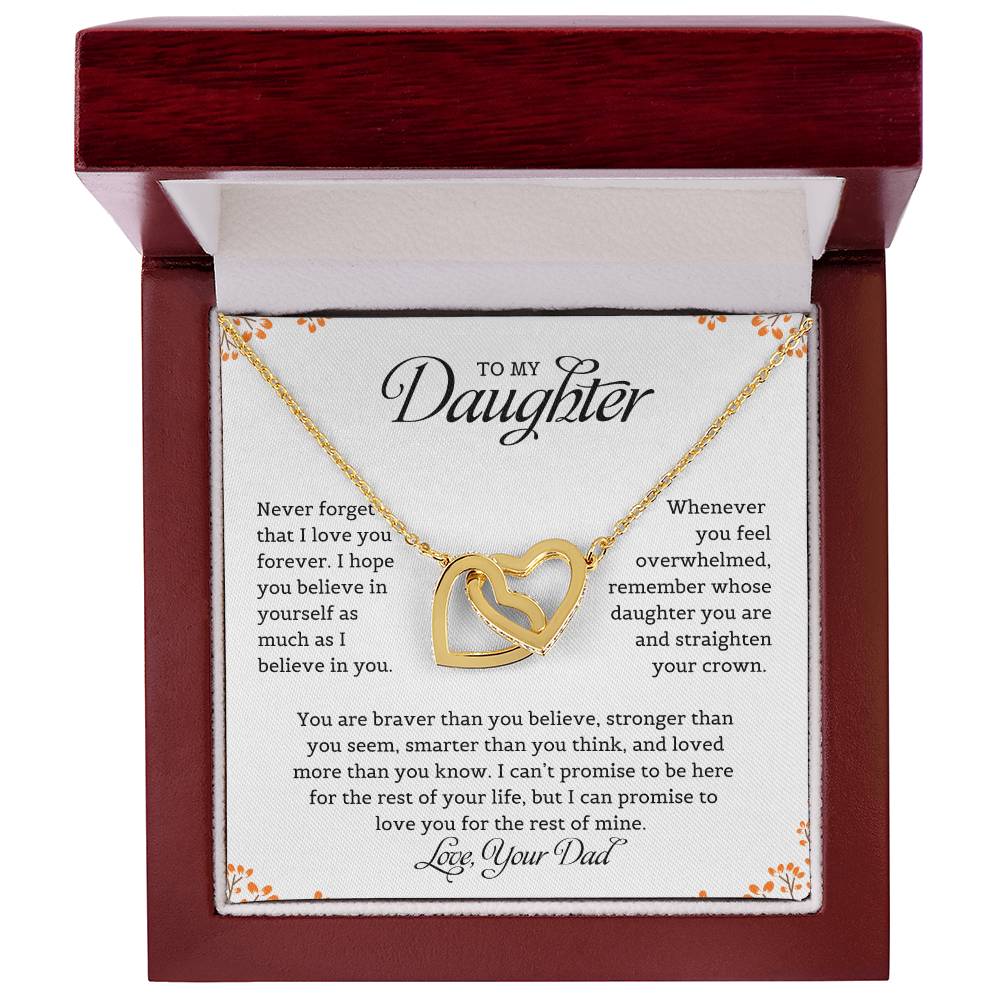 To My Daughter from Mom "Never Forget That I Love You" Interlocking Hearts Necklace