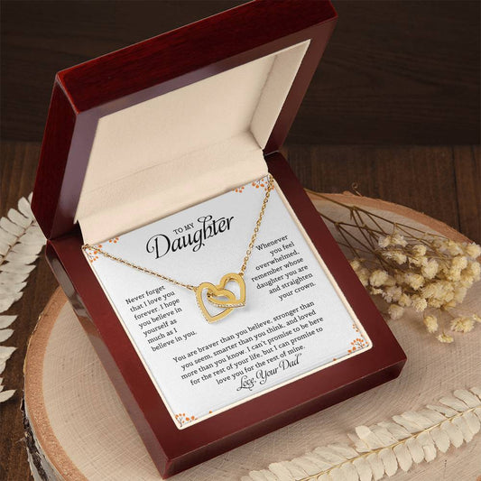 To My Daughter from Mom "Never Forget That I Love You" Interlocking Hearts Necklace