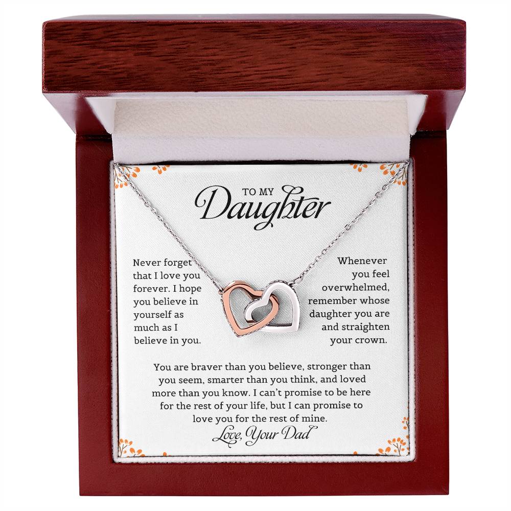 To My Daughter from Mom "Never Forget That I Love You" Interlocking Hearts Necklace
