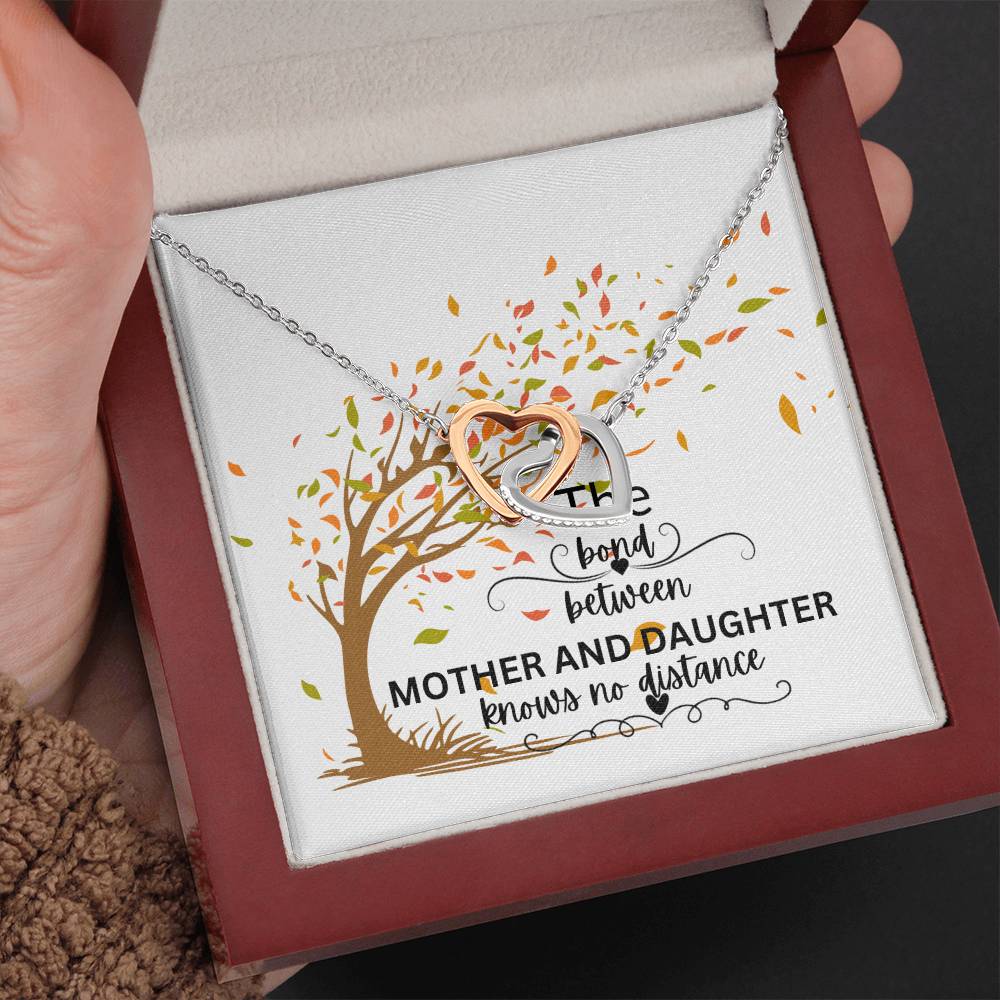 To My Daughter " The Bond Between" Interlocking Hearts Necklace
