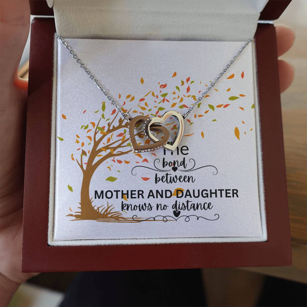 To My Daughter " The Bond Between" Interlocking Hearts Necklace