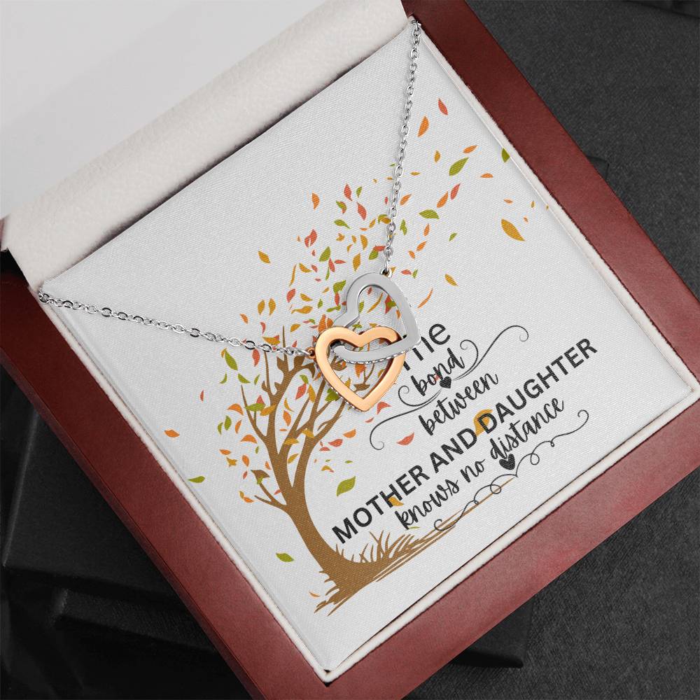 To My Daughter " The Bond Between" Interlocking Hearts Necklace