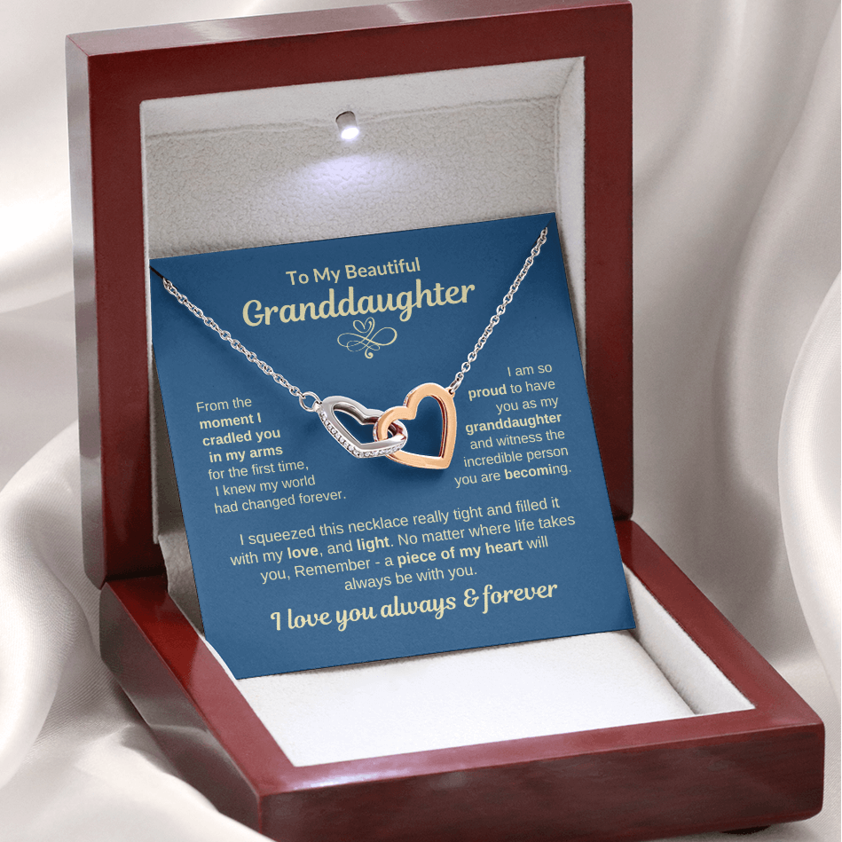 To My Granddaughter "Piece of my Heart" Interlocking Hearts Necklace