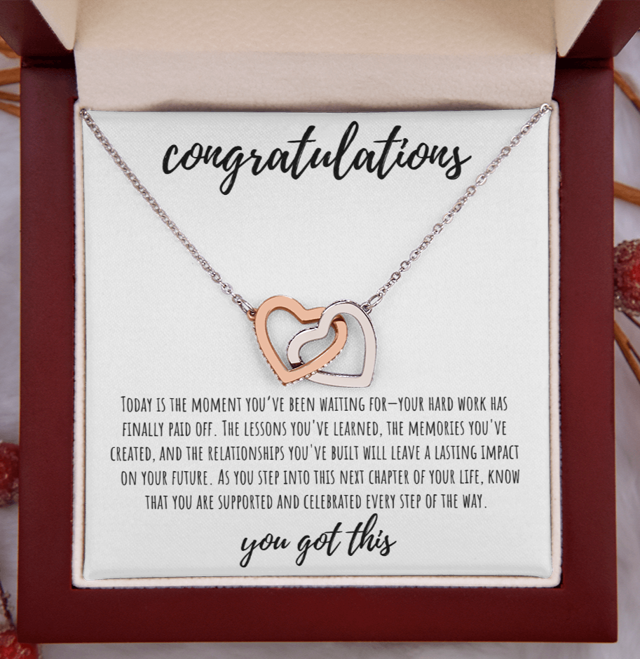 Graduation Class of 2025, Grad necklace, High school grads, College grads | Interlocking Hearts Necklace