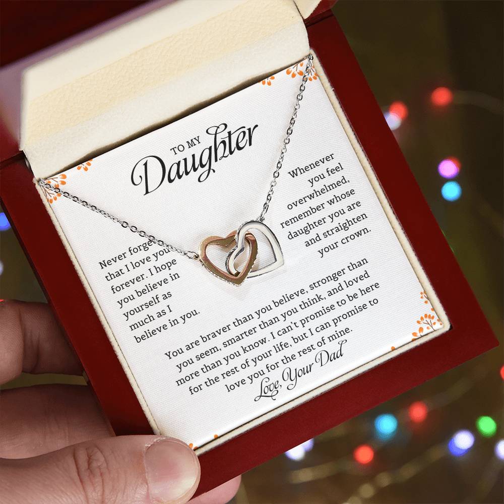 To My Daughter from Mom "Never Forget That I Love You" Interlocking Hearts Necklace