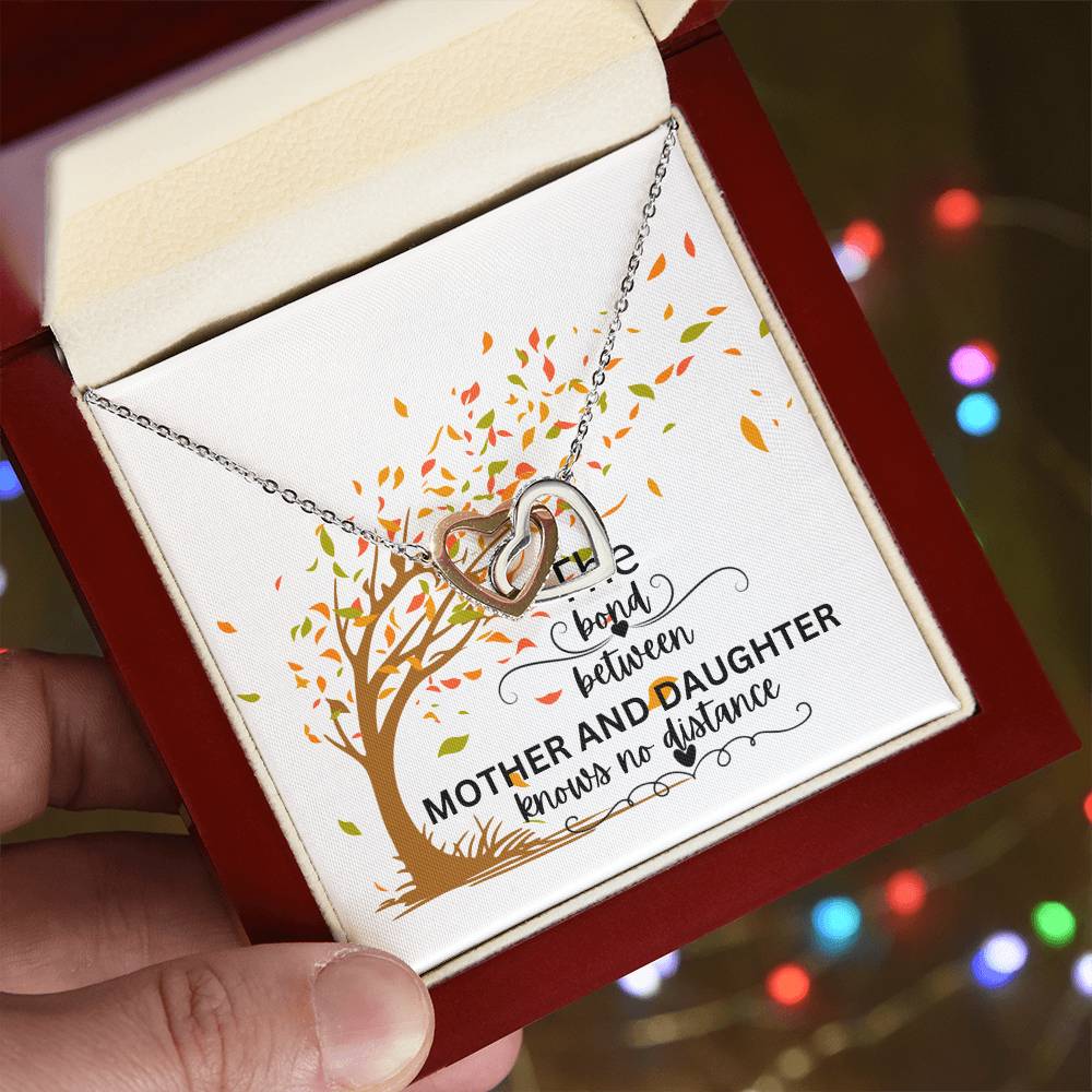 To My Daughter " The Bond Between" Interlocking Hearts Necklace