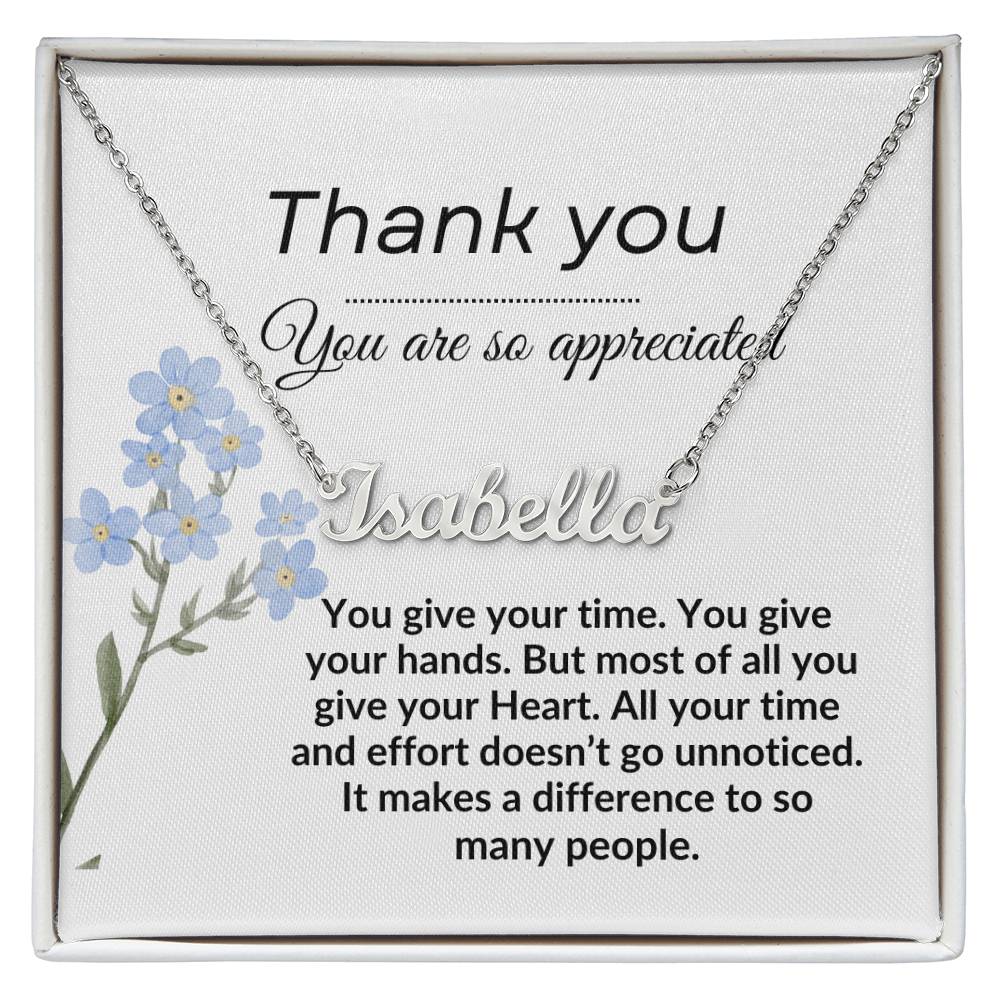 To my Wife "Thank You" Custom Name Necklace