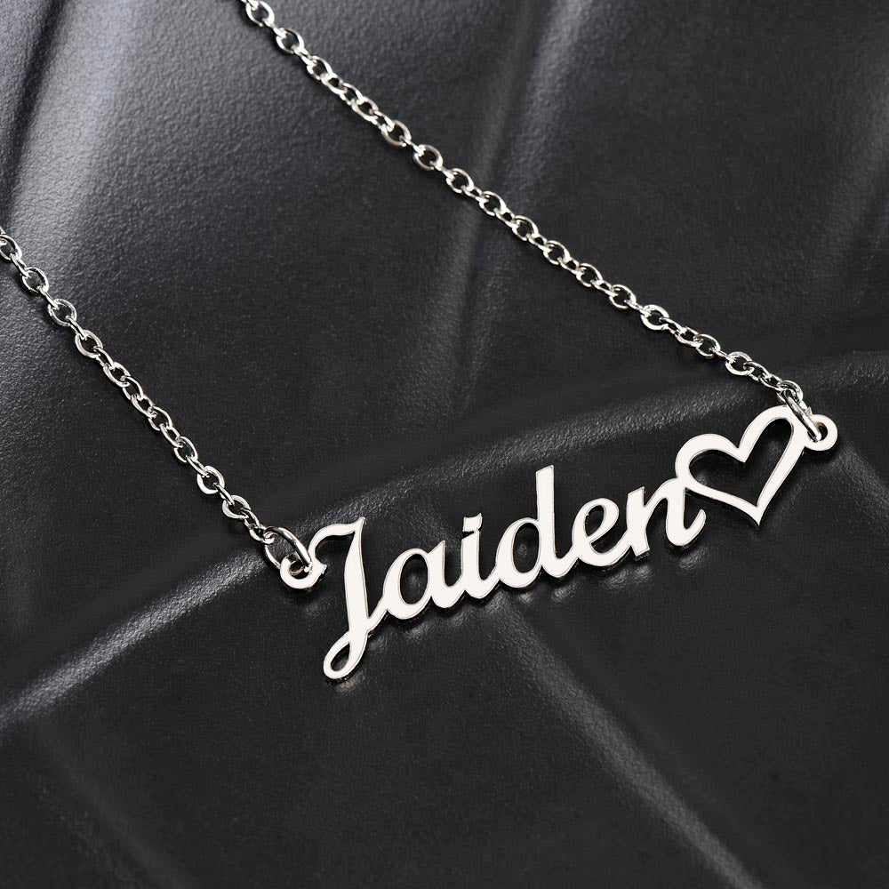 To My Mother "Thank You For Everything" Name Necklace w/Heart Character