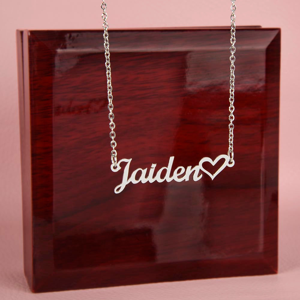 To My Mother "Thank You For Everything" Name Necklace w/Heart Character