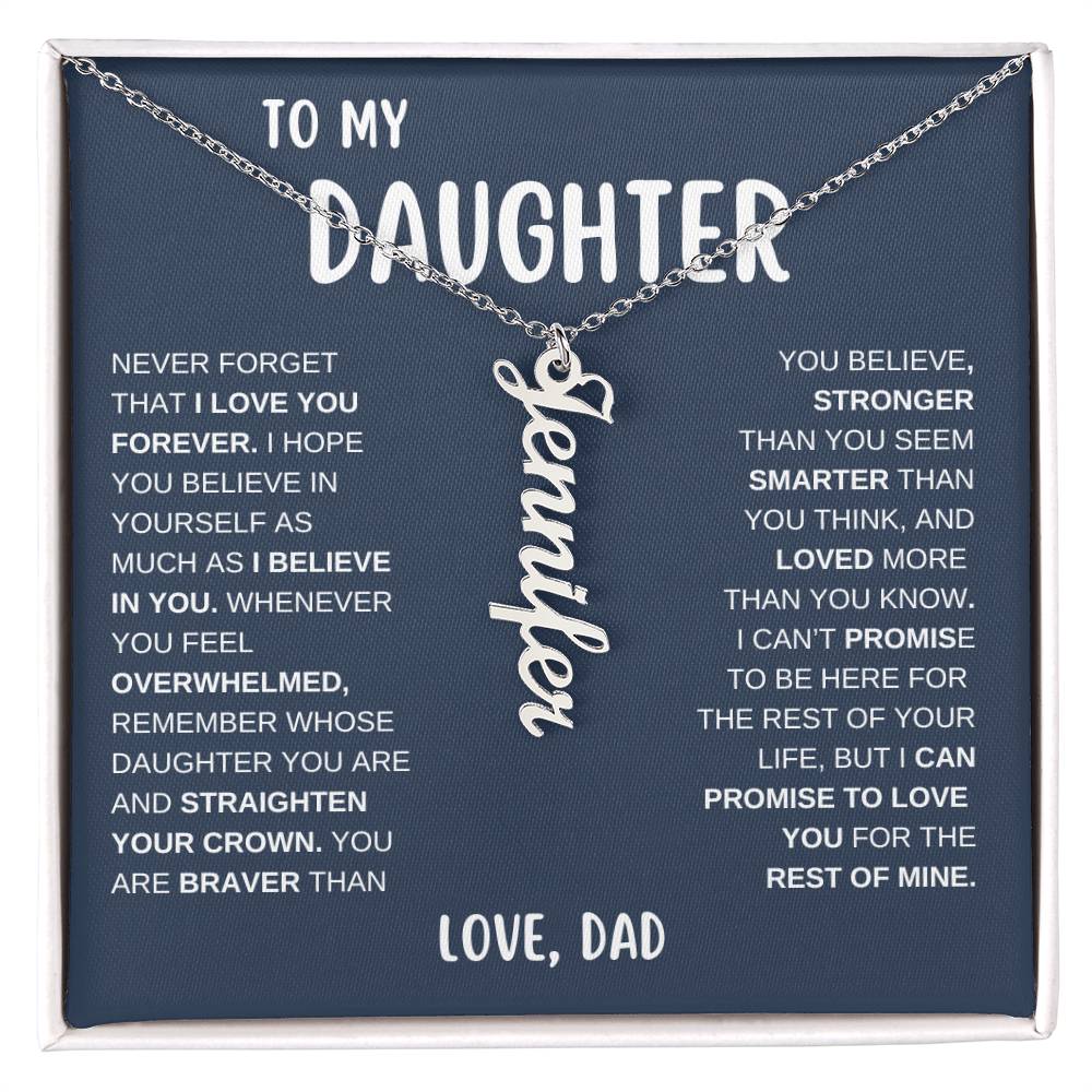 To My Daughter "Stronger than you seem" Vertical Name Necklace | Birthday | Graduation