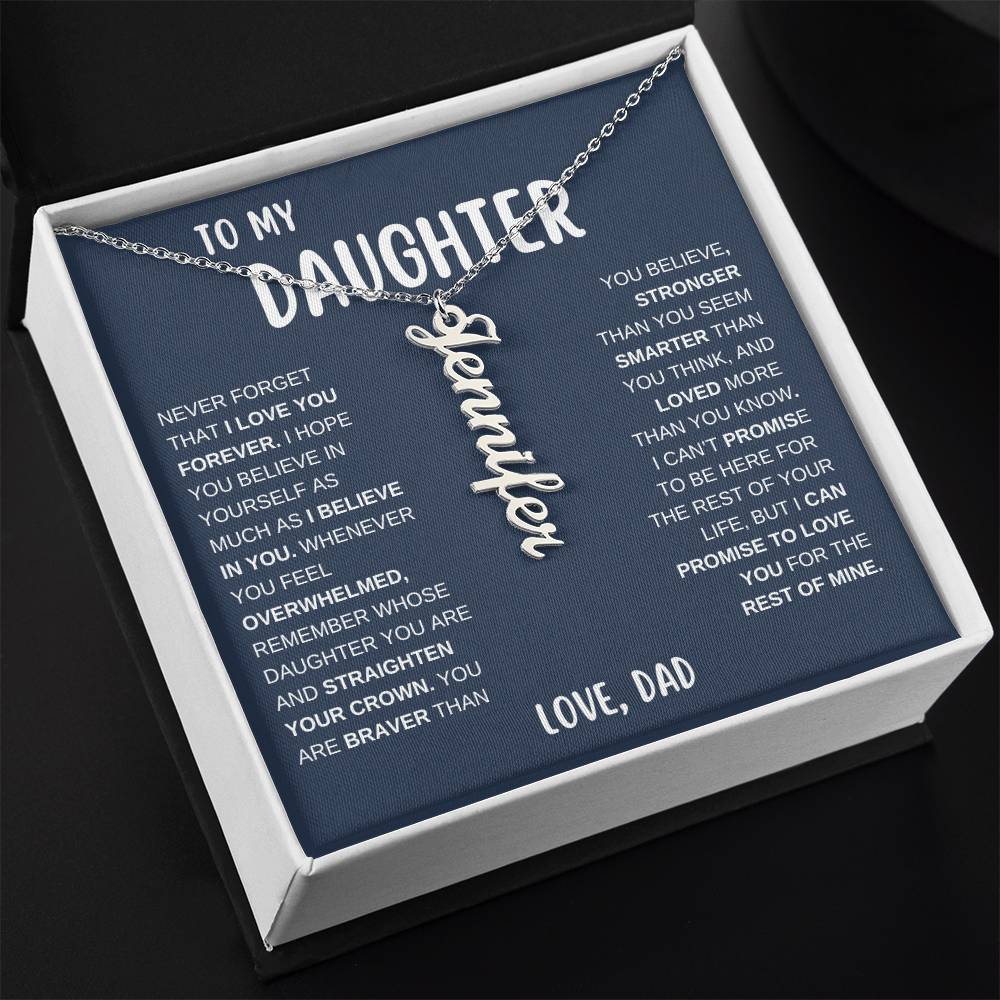 To My Daughter "Stronger than you seem" Vertical Name Necklace | Birthday | Graduation