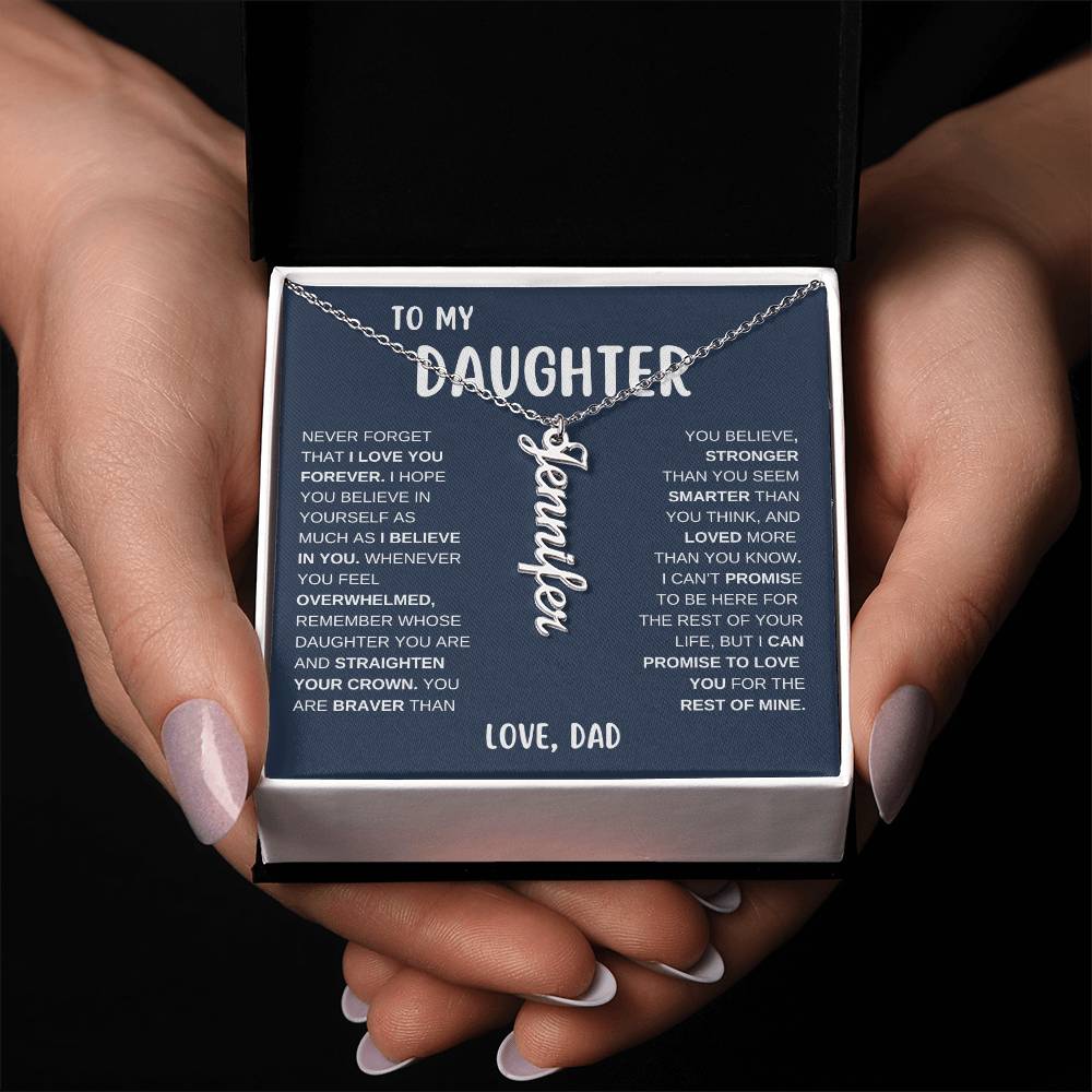 To My Daughter "Stronger than you seem" Vertical Name Necklace | Birthday | Graduation