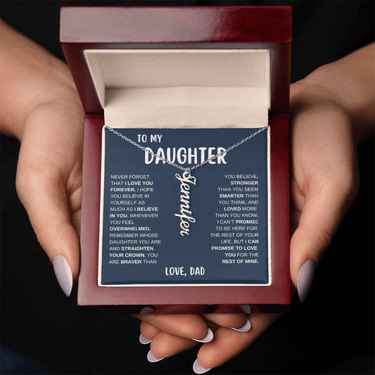 To My Daughter "Stronger than you seem" Vertical Name Necklace | Birthday | Graduation