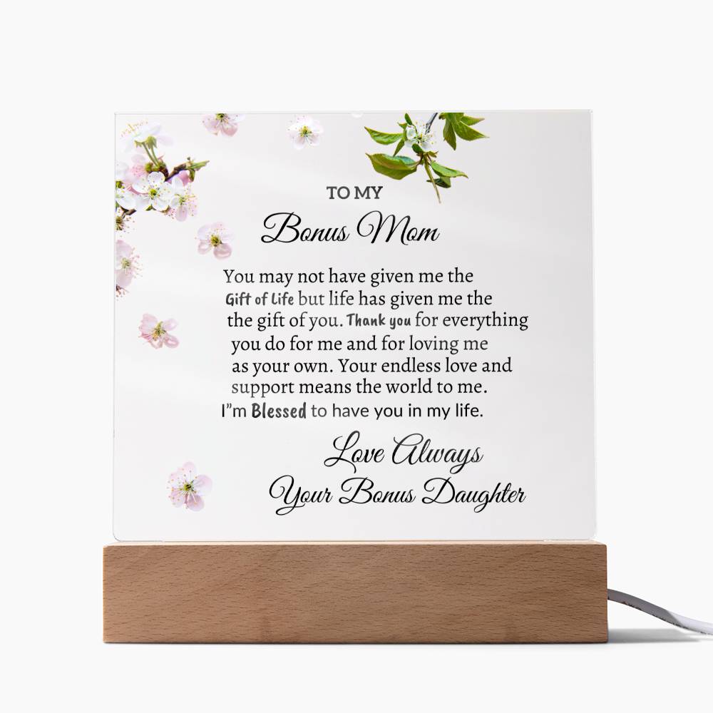 To my Bonus Mom from Daughter "I'm Blessed" Acrylic Plaque