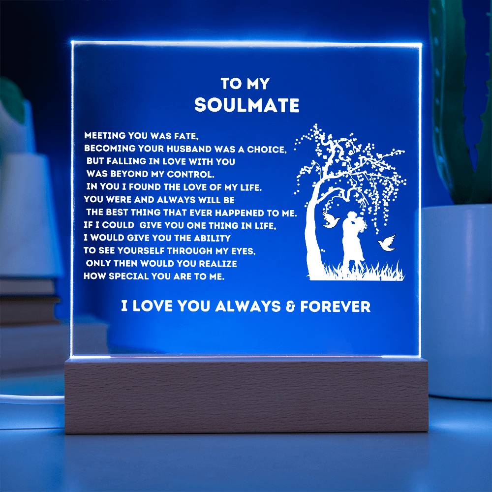 Gifts for Soulmate, Acrylic Square Night Light | Presents, Birthday | Anniversary | Christmas |Valentines Day Gifts