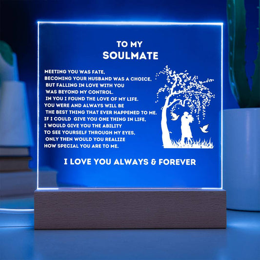 Gifts for Soulmate, Acrylic Square Night Light | Presents, Birthday | Anniversary | Christmas |Valentines Day Gifts